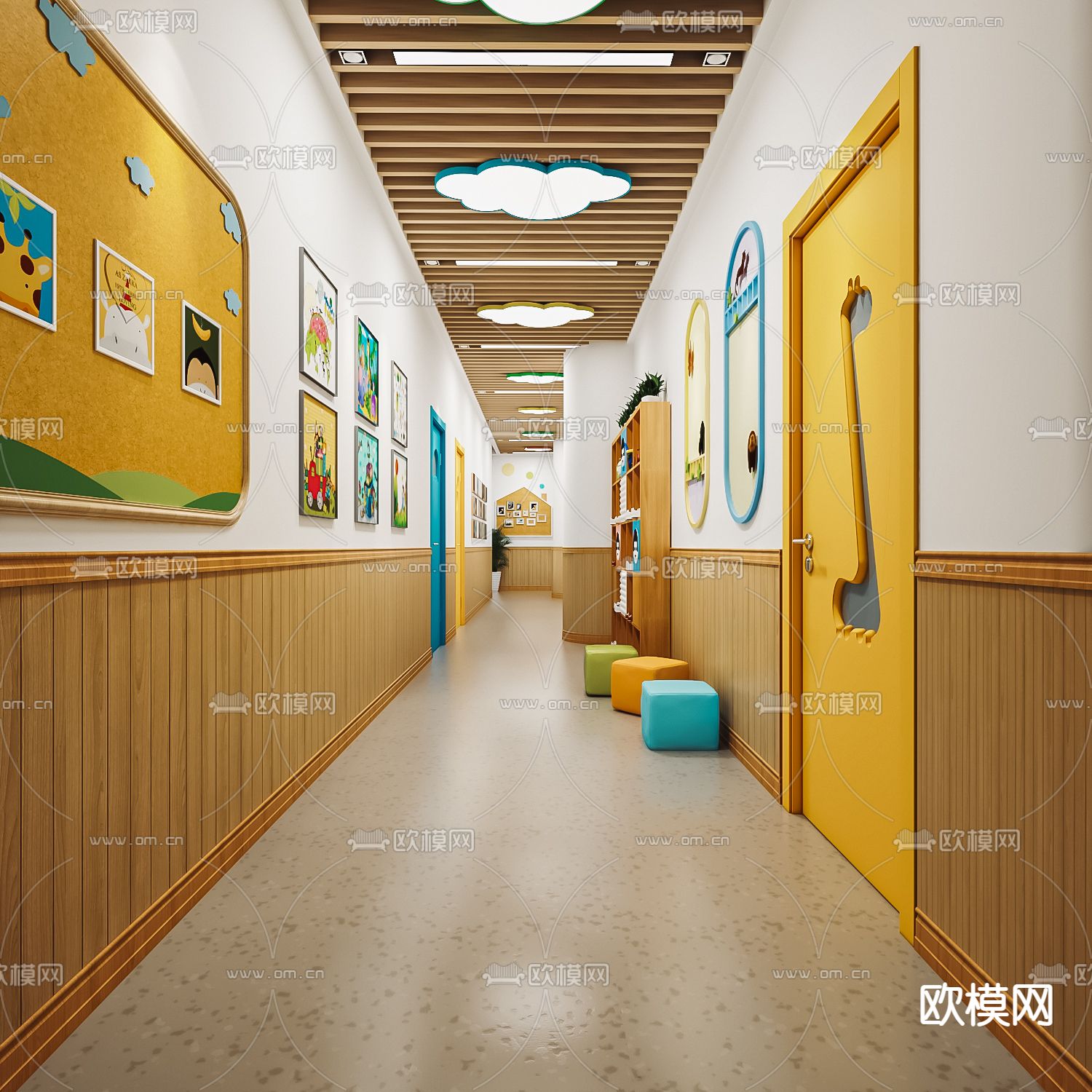 幼儿园过道 走廊su模型下载