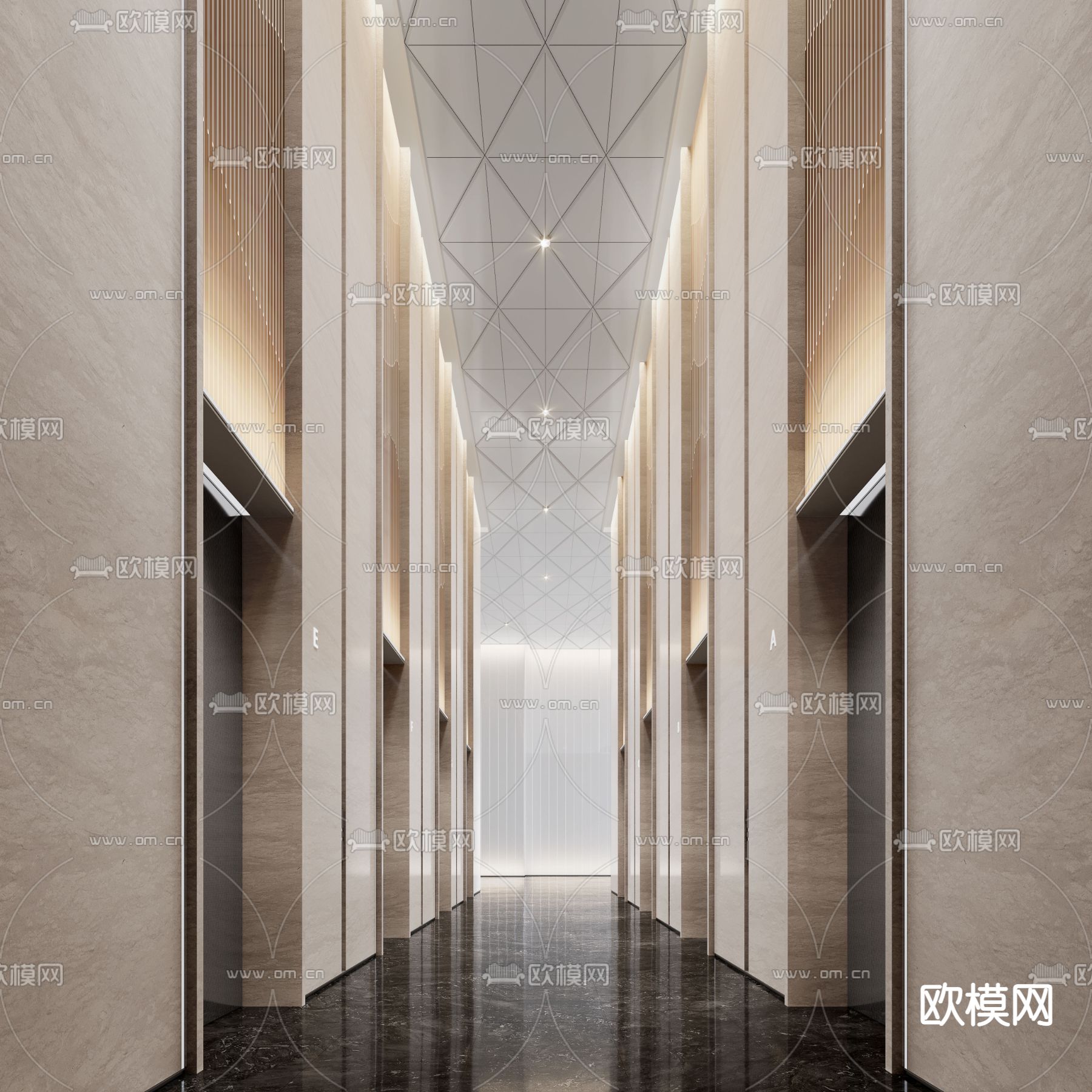 办公楼电梯厅 电梯间3d模型下载