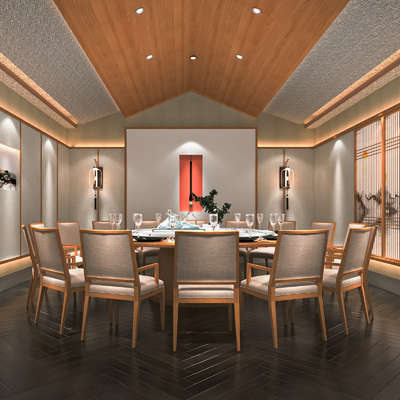  中餐厅包间 包房包厢su模型 