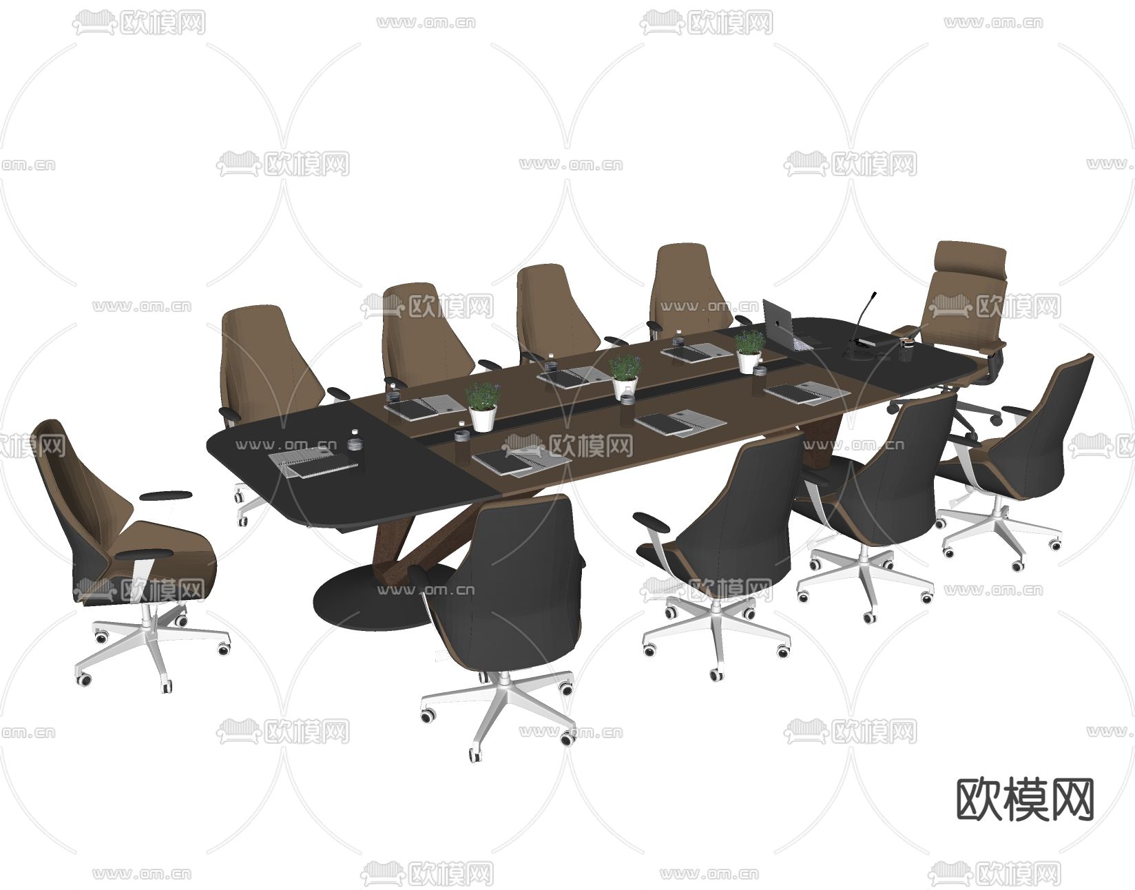 会议桌椅 会议台su模型下载（渲染图2）
