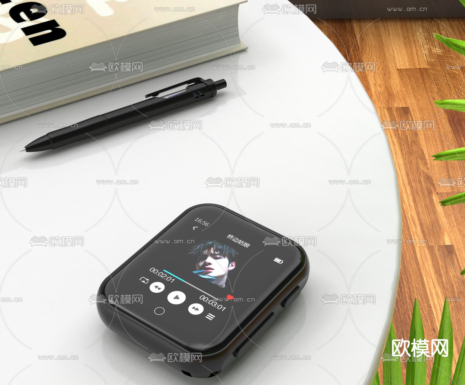 桌面摆件 书 圆珠笔 音乐播放器3d模型下载