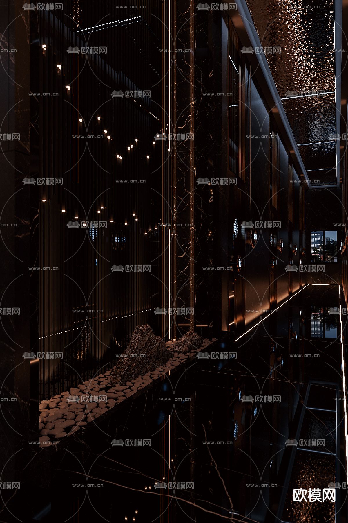 轻奢自助餐厅3d模型下载（渲染图4）