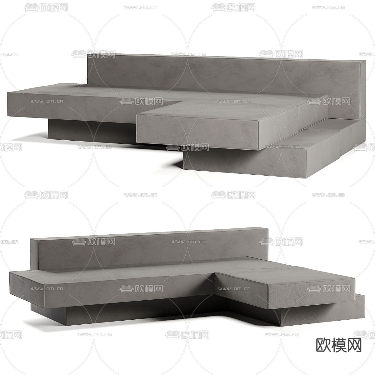 现代转角沙发su模型