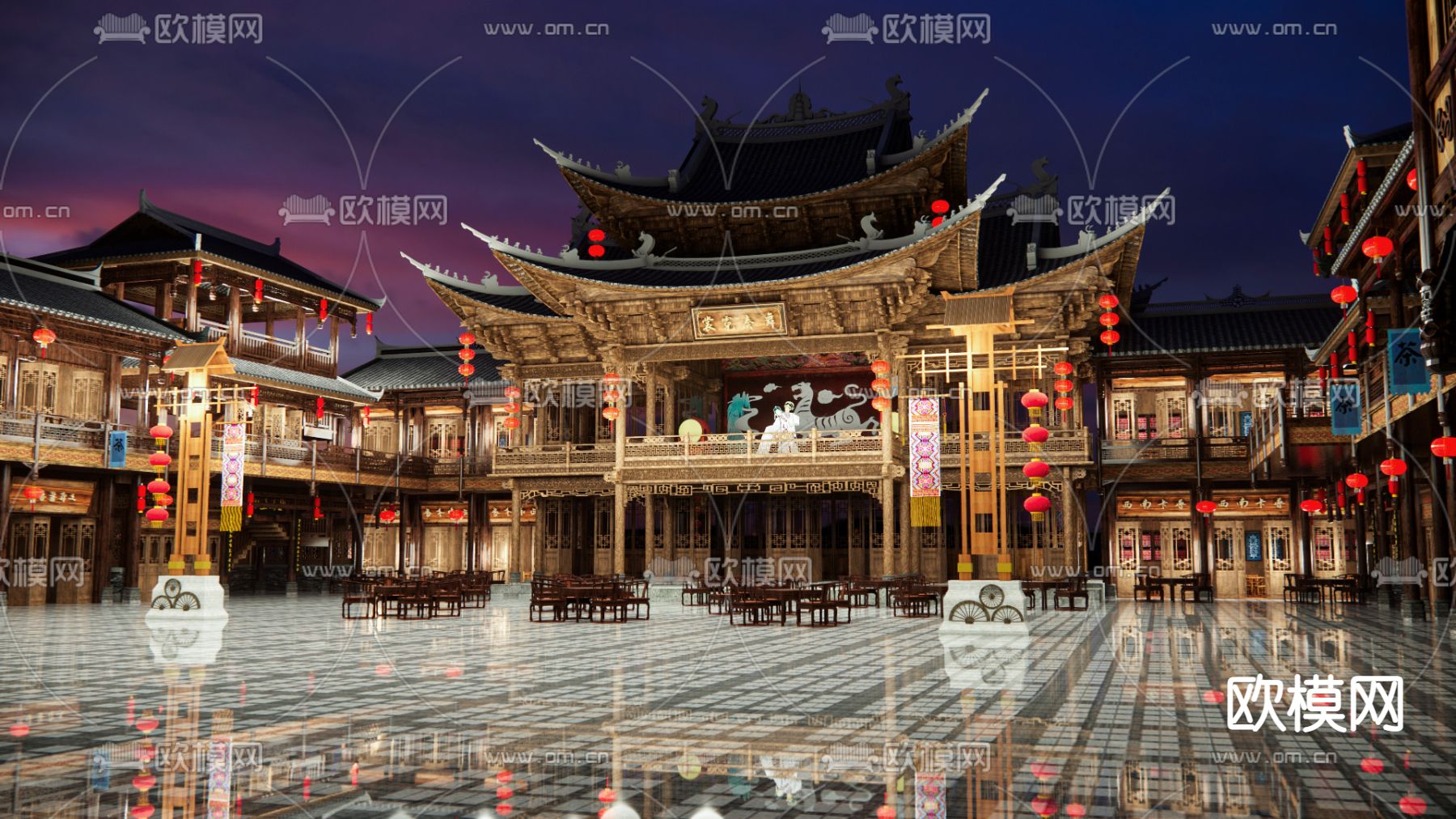 中式戏台 古建筑 su模型下载