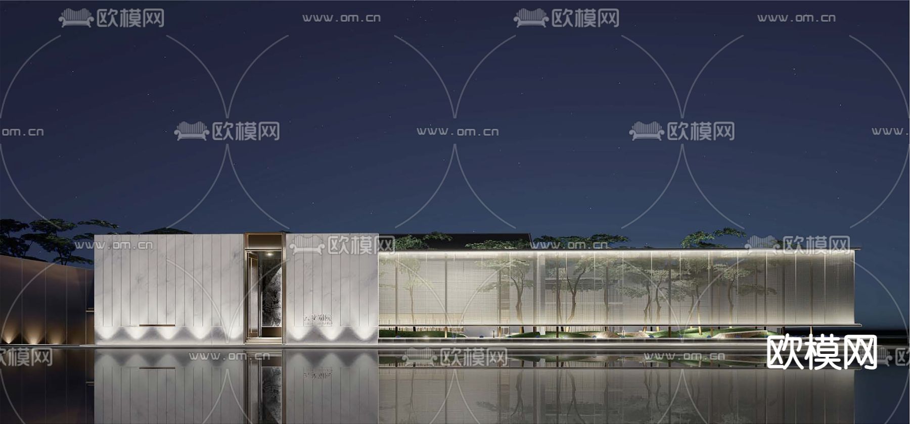 新中式民宿外观 乡村建筑su模型下载