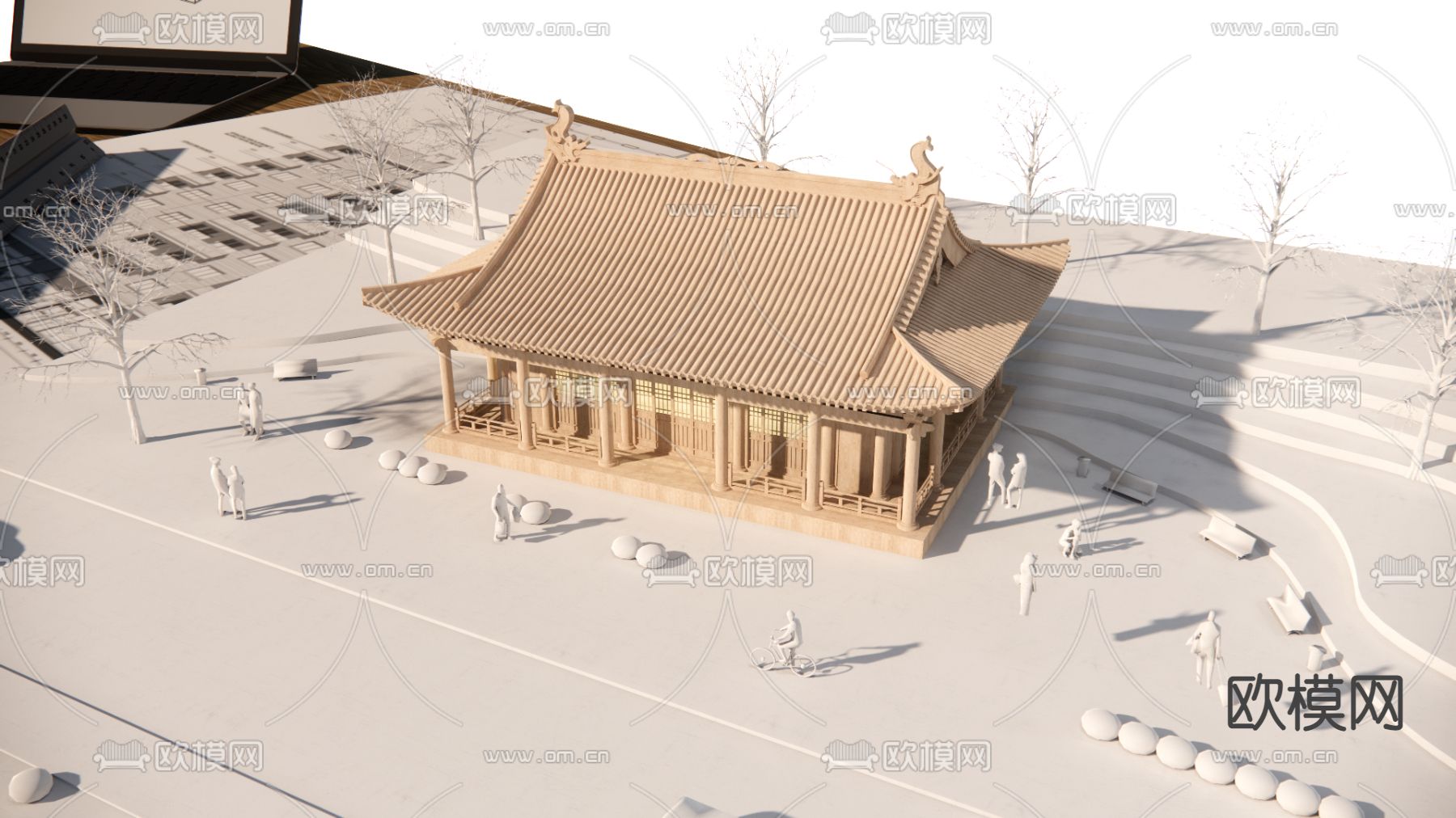 手工古建筑 木雕沙盘su模型