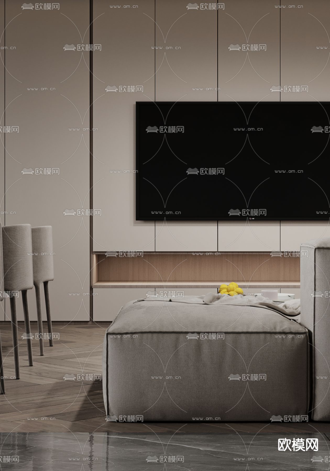 现代客餐厅免费3d模型下载（渲染图3）