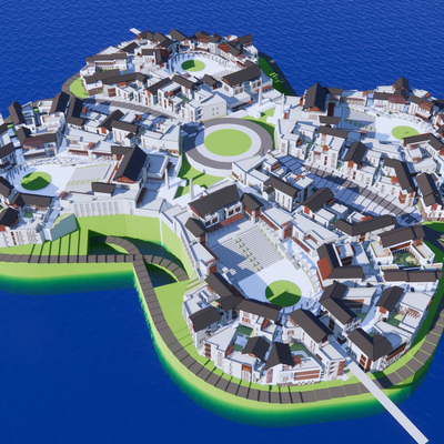  新中式建筑 度假村鸟瞰su模型 