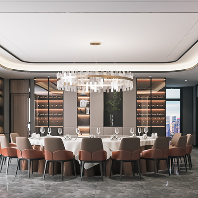  现代餐厅包房su模型 