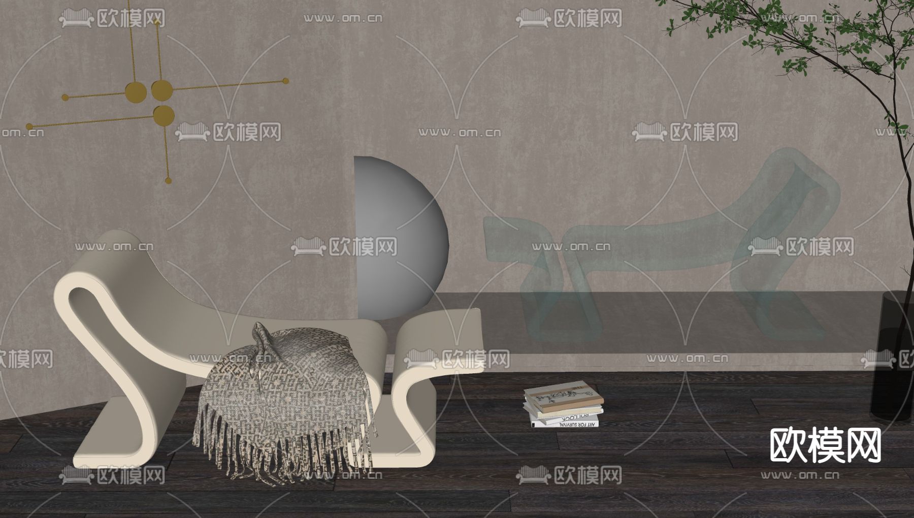 躺椅su模型下载（渲染图2）