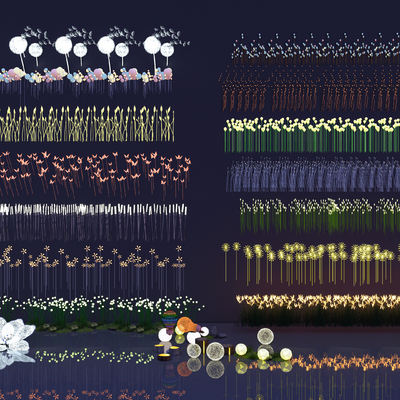  草坪灯 星星灯 氛围灯 庭院灯su模型 