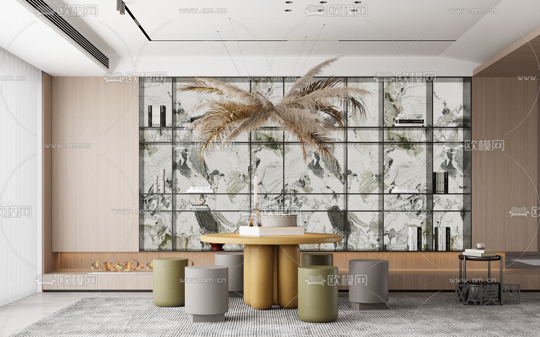 美式餐厅su模型下载（渲染图1）