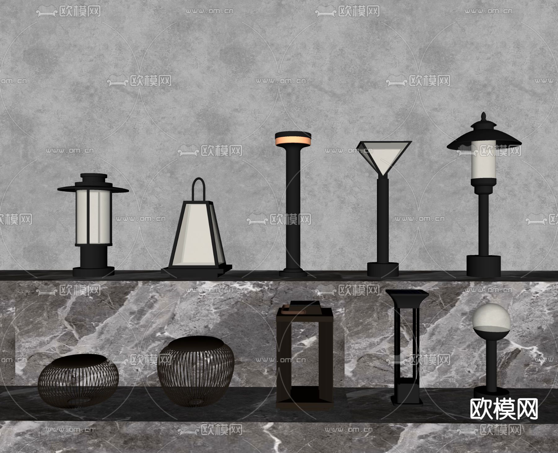 景观灯 户外灯 草坪灯su模型下载（渲染图2）