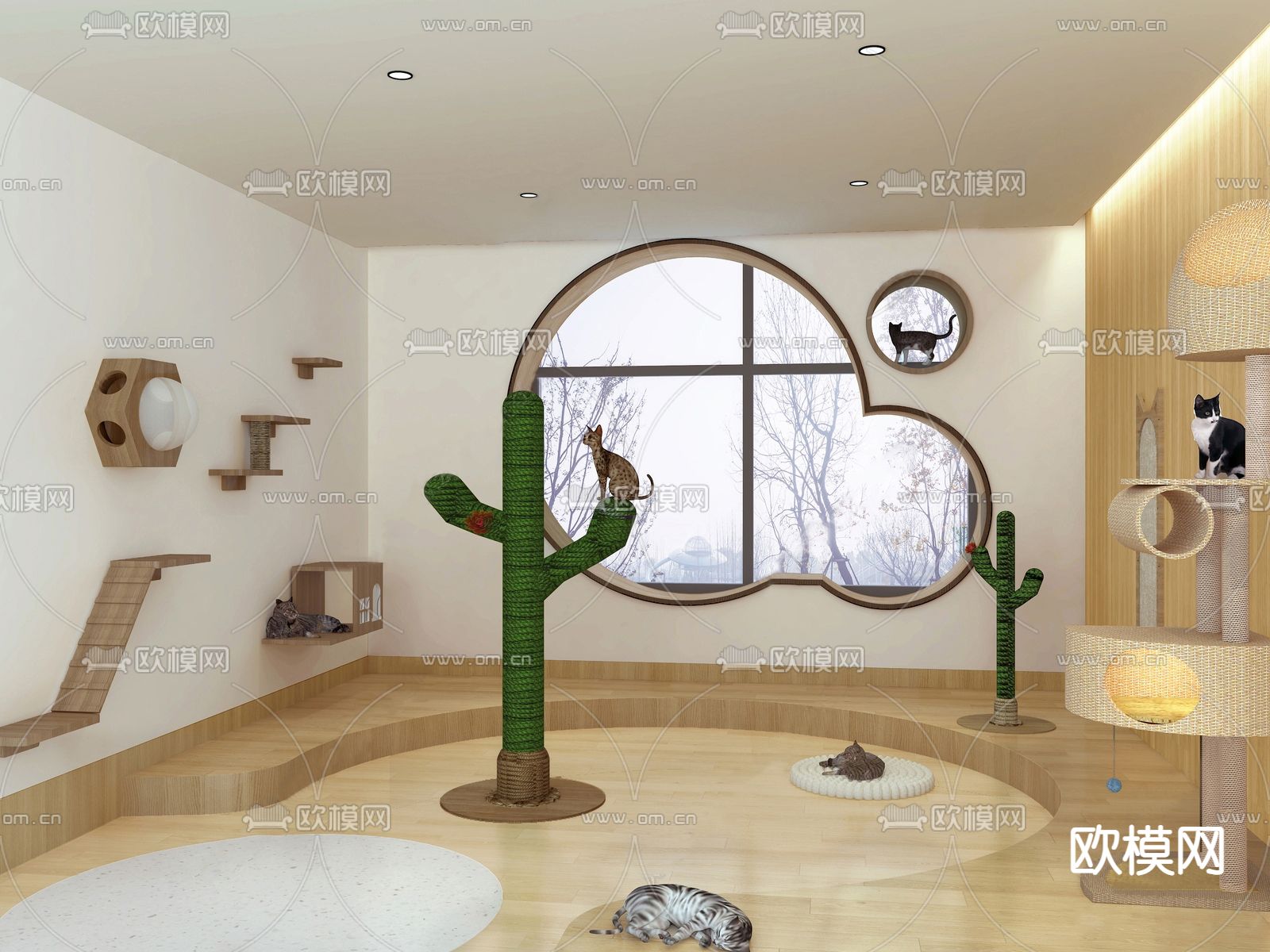 宠物活动室 猫爬架 玩具su模型下载（渲染图1）