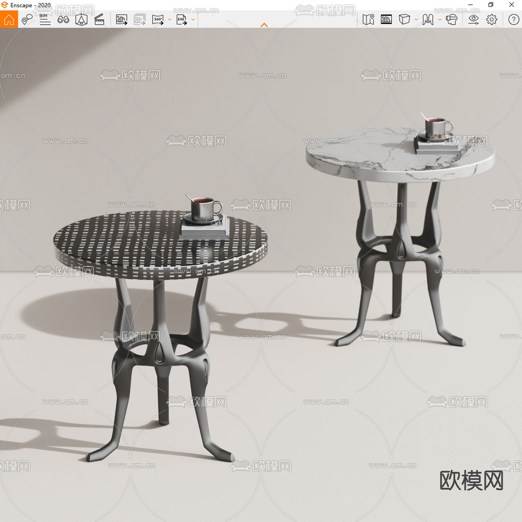 后现代圆几 角几su模型