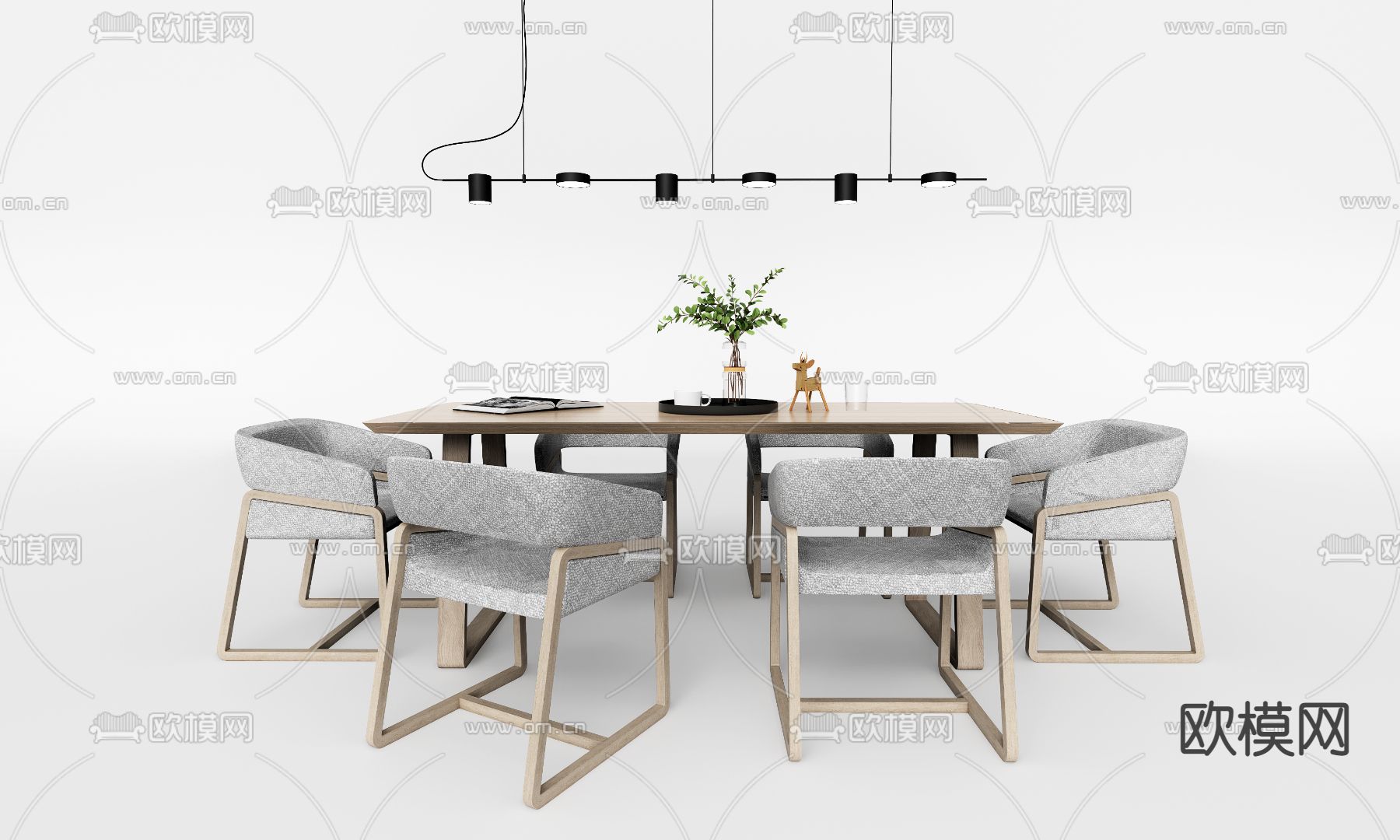 北欧餐桌椅免费3d模型下载