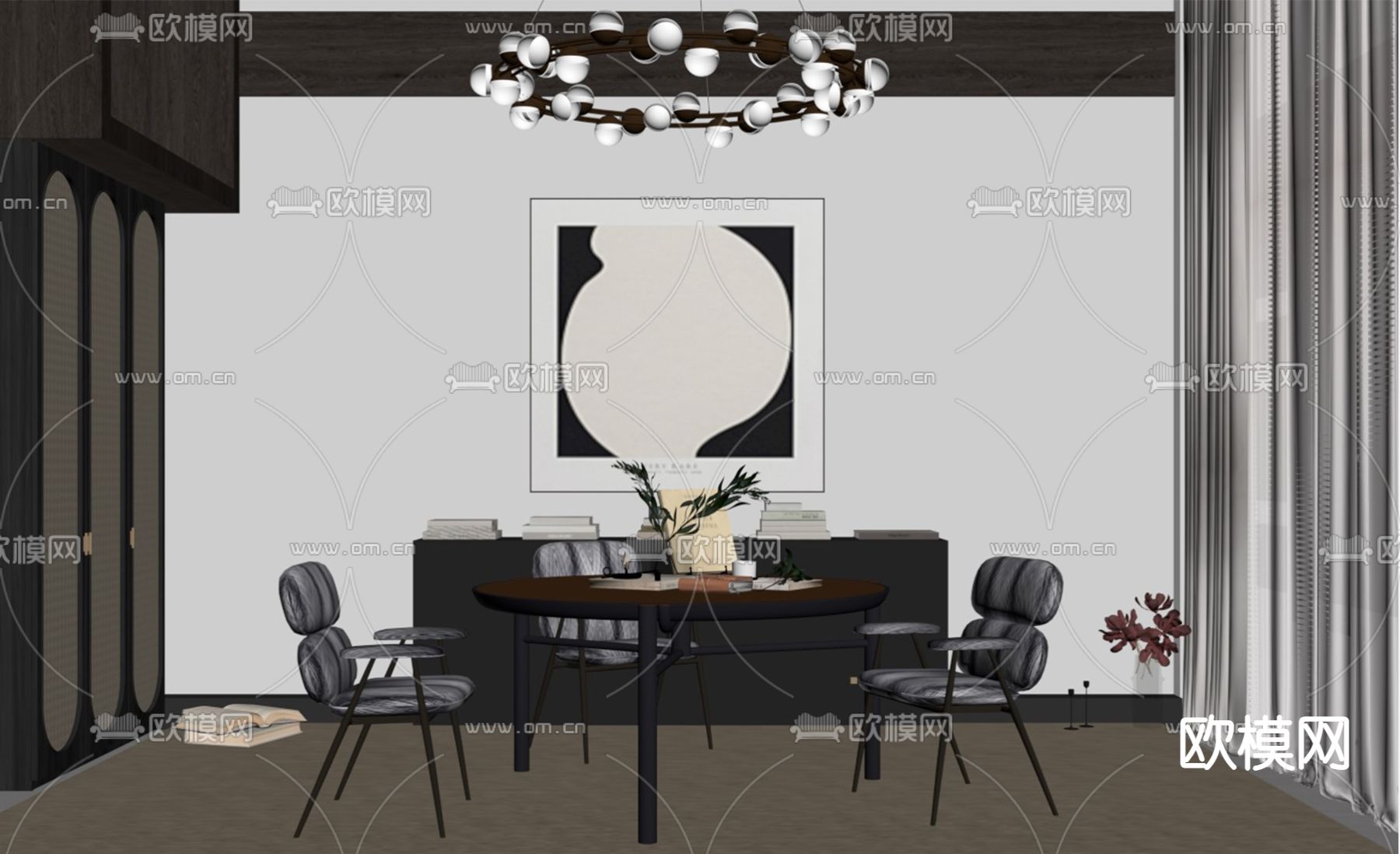 后现代餐厅su模型下载（渲染图4）