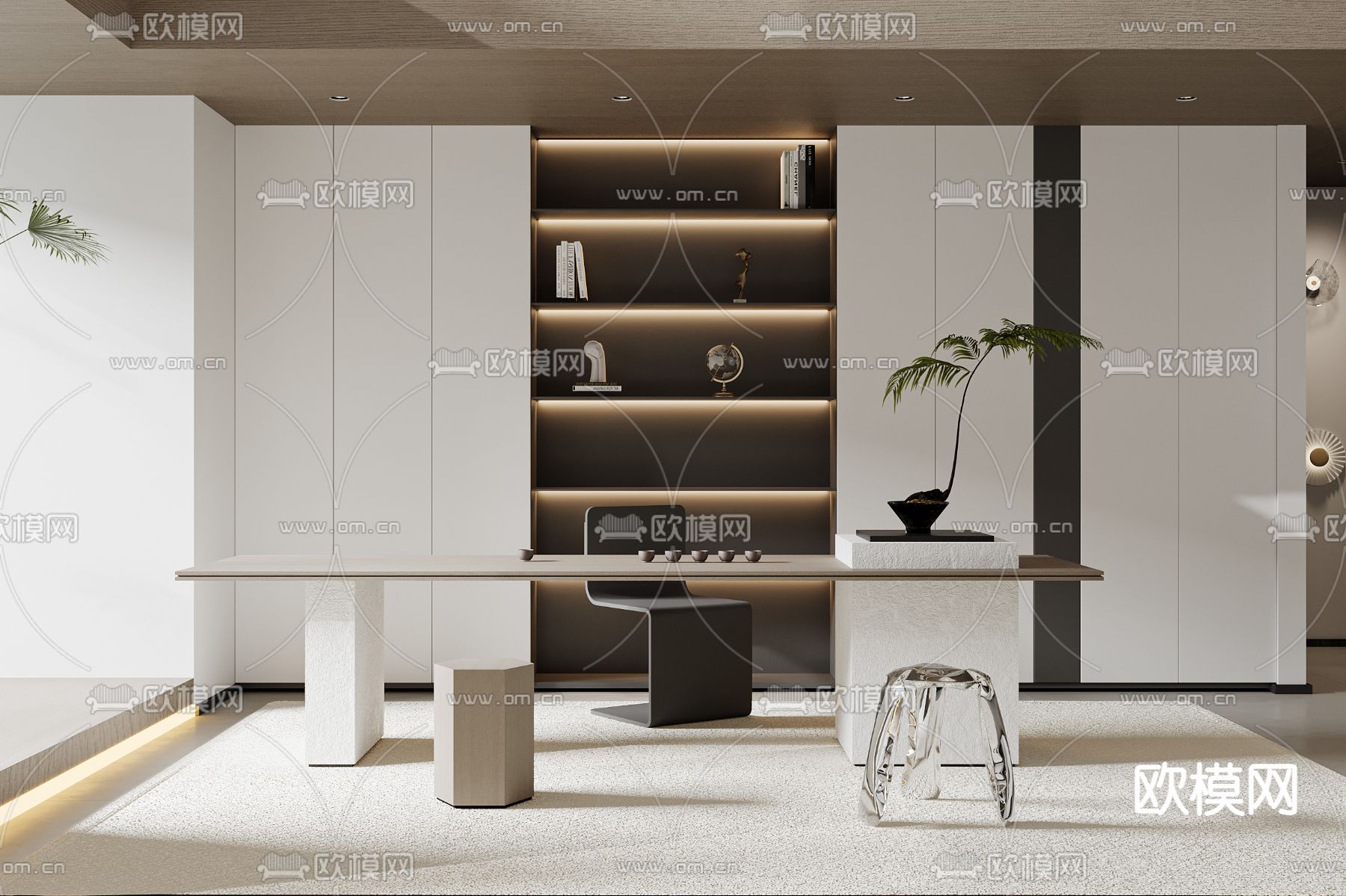 别墅客厅 别墅大堂3d模型下载（渲染图2）