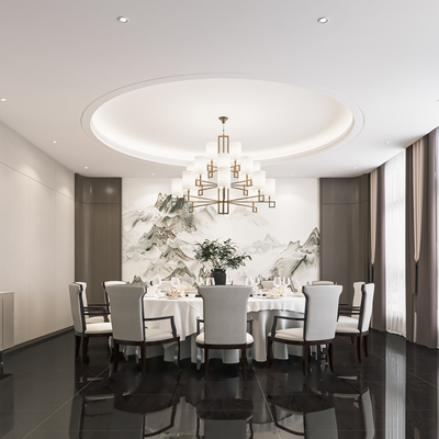  中餐厅包间 包房 包厢su模型 