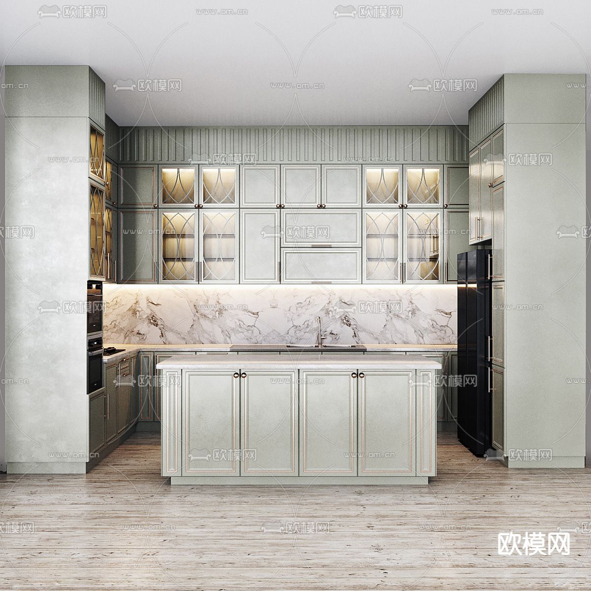 法式橱柜3d模型下载