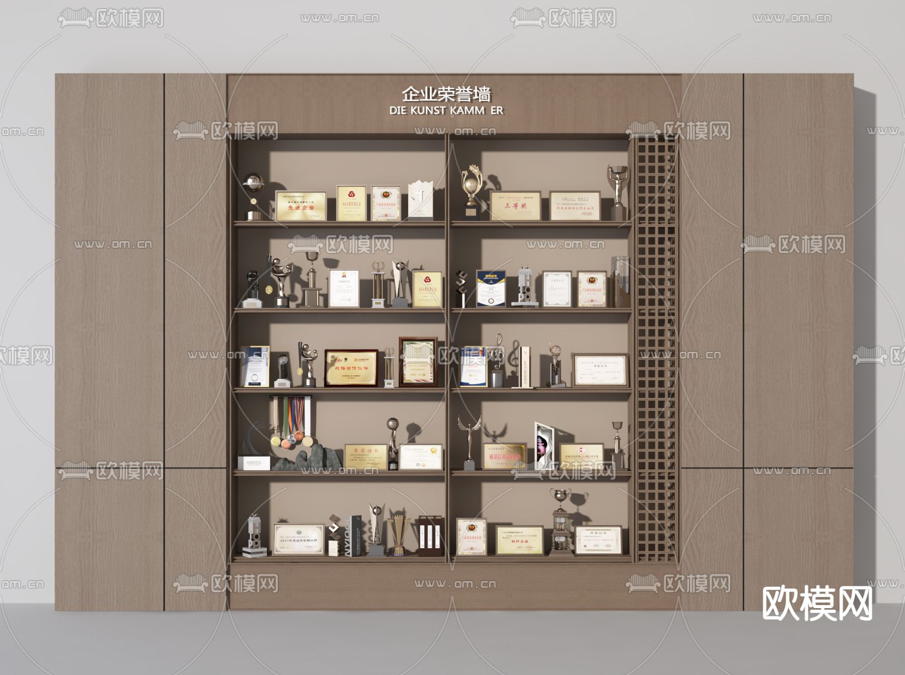 现代奖状 奖杯3d模型下载