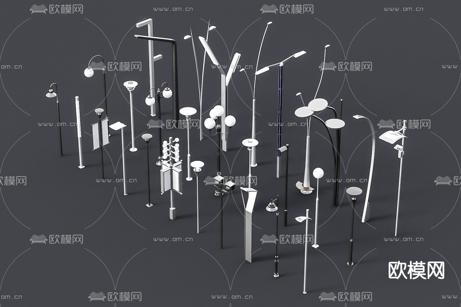 现代路灯 景观灯su模型下载（渲染图1）