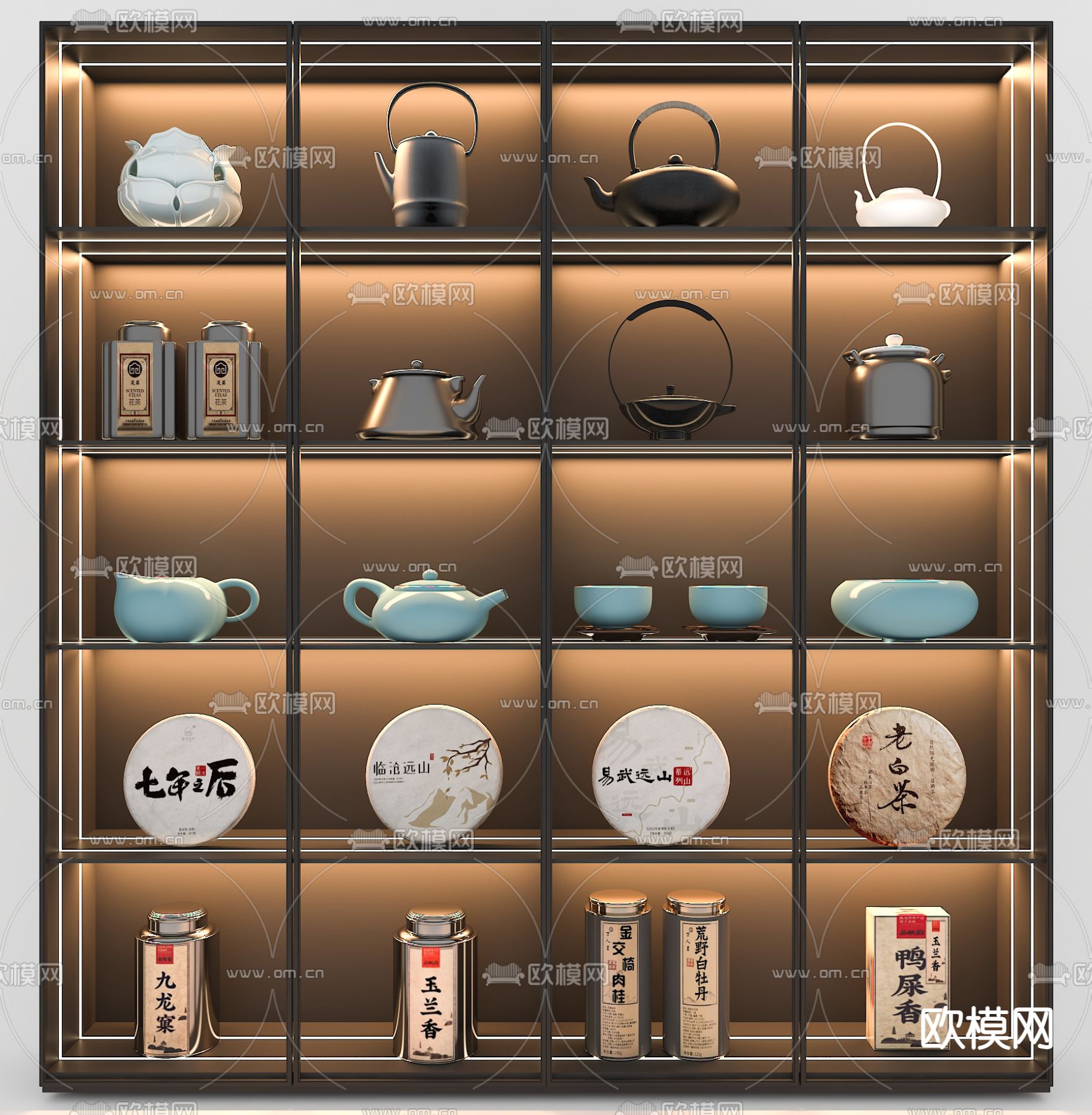 新中式茶具 茶叶 茶壶 共饼3d模型下载_ID40000993_3dmax免费模型-欧模网