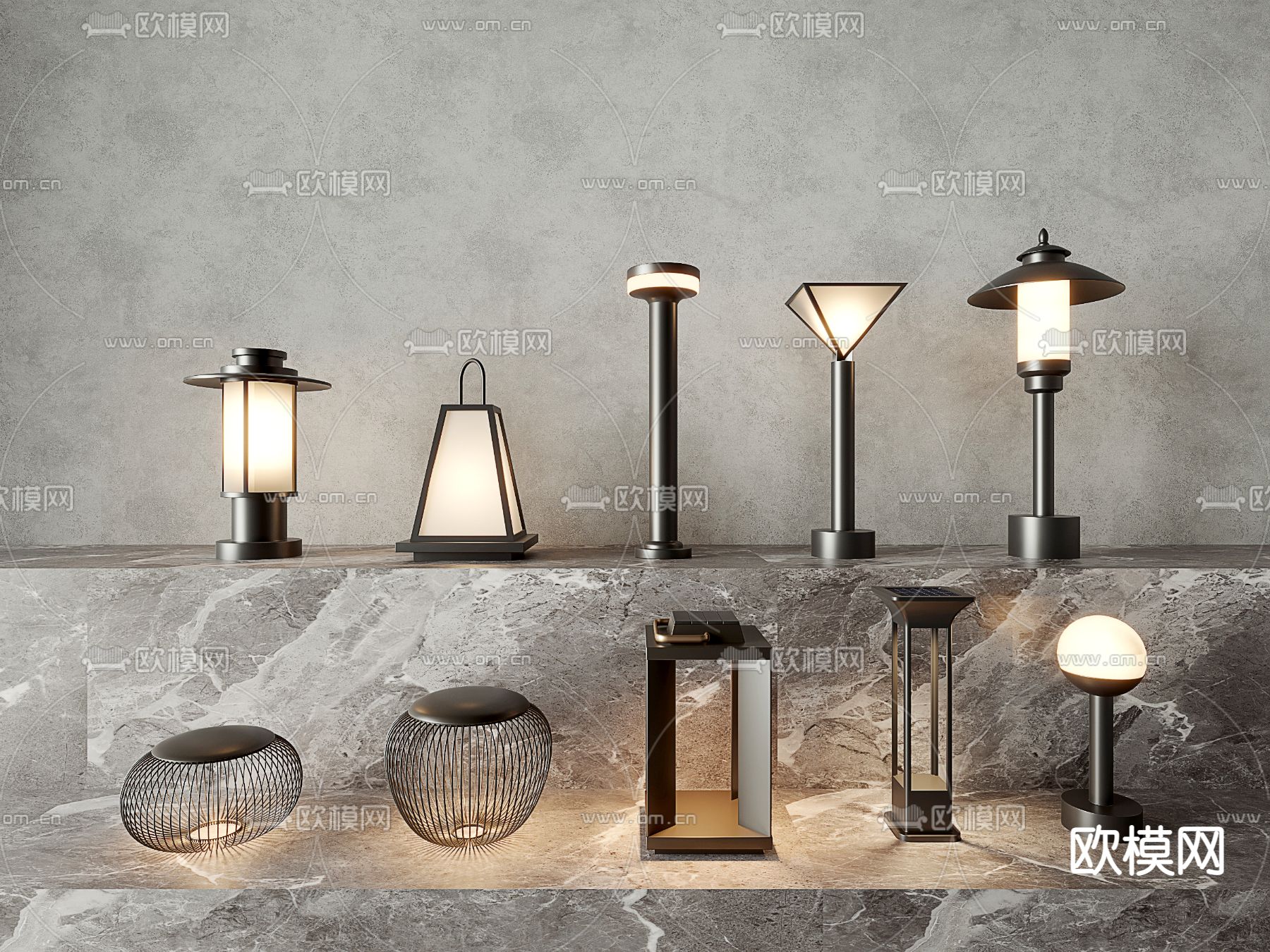 景观灯 户外灯 草坪灯su模型下载（渲染图1）