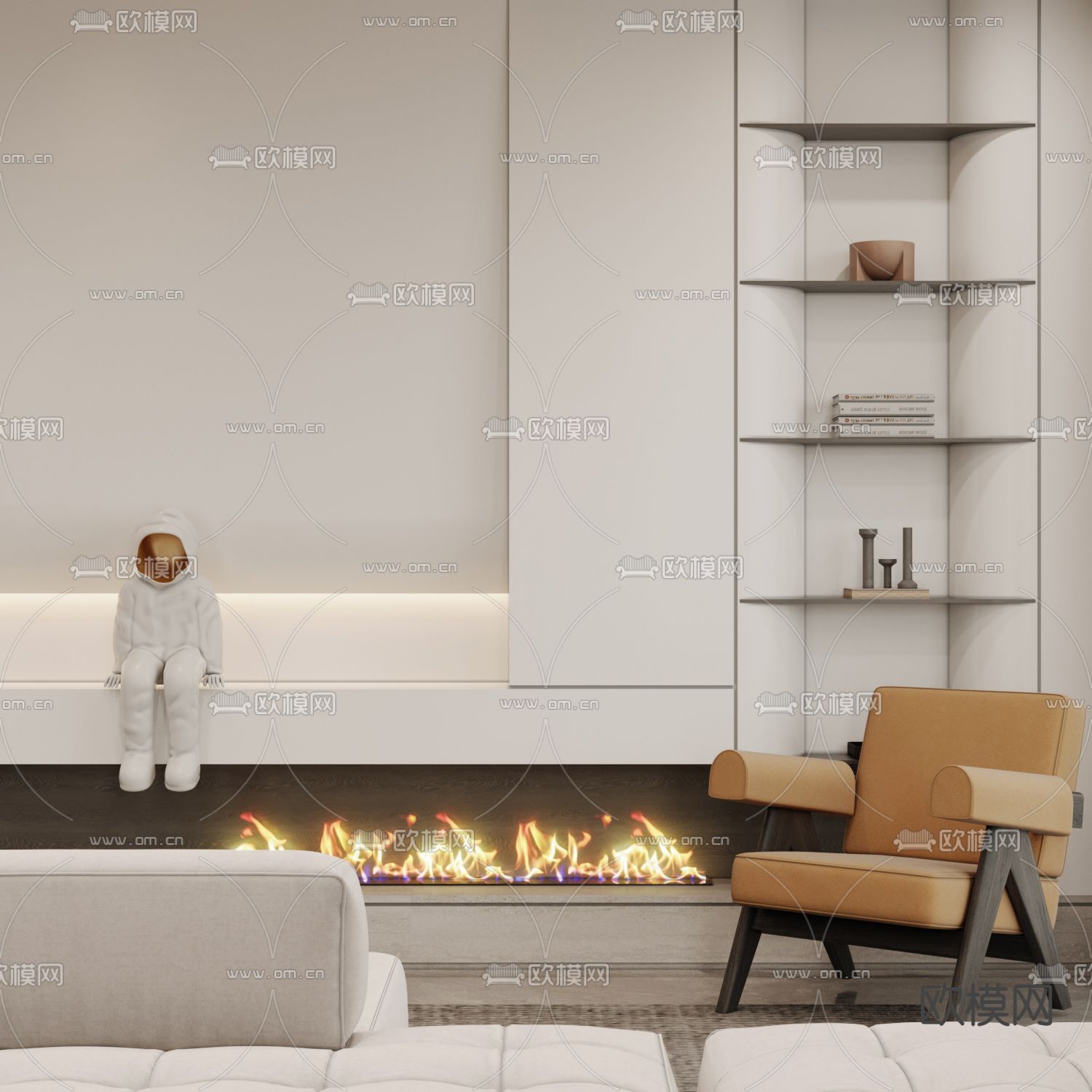 现代客厅3d模型下载（渲染图2）