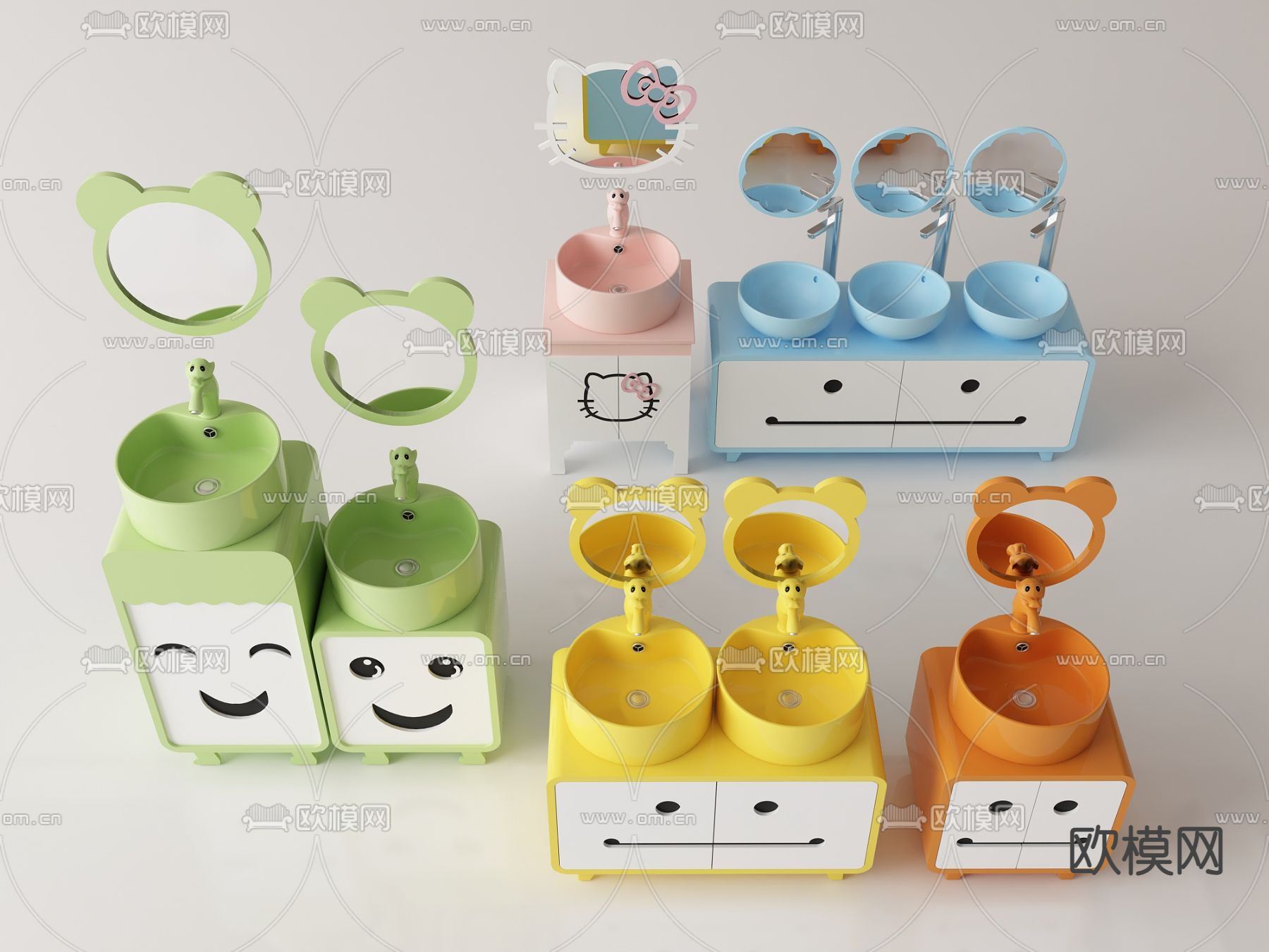 现代儿童洗手台su模型下载（渲染图1）