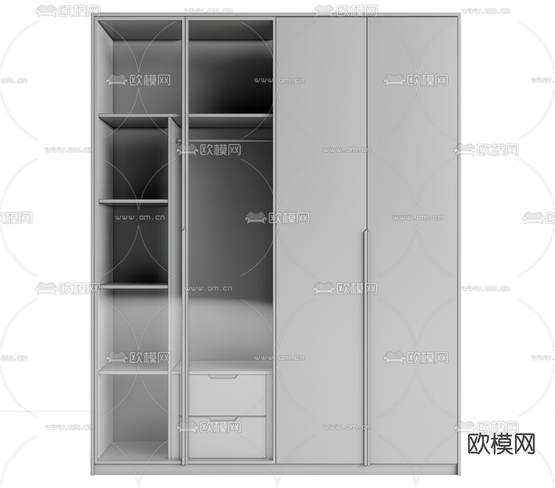 现代衣柜su模型下载（渲染图1）