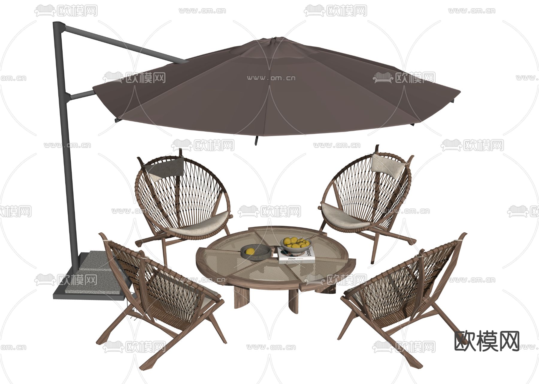 侘寂户外休闲椅su模型下载（渲染图2）