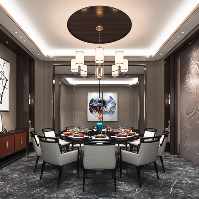  中餐厅包厢 包间 包房su模型 