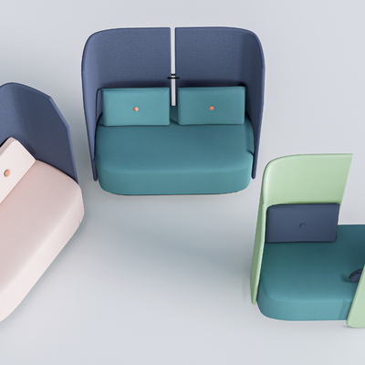  卡座沙发 休闲沙发su模型 