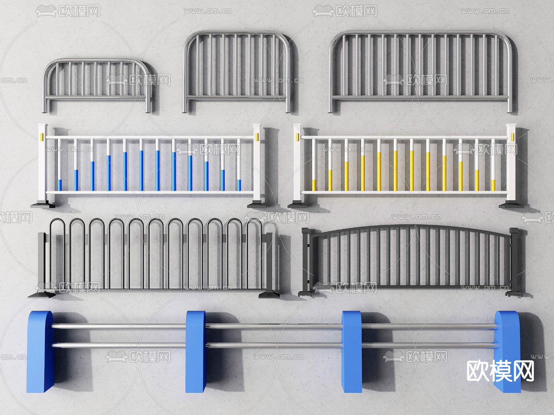 道路护栏 市政护栏 隔离栏3d模型下载