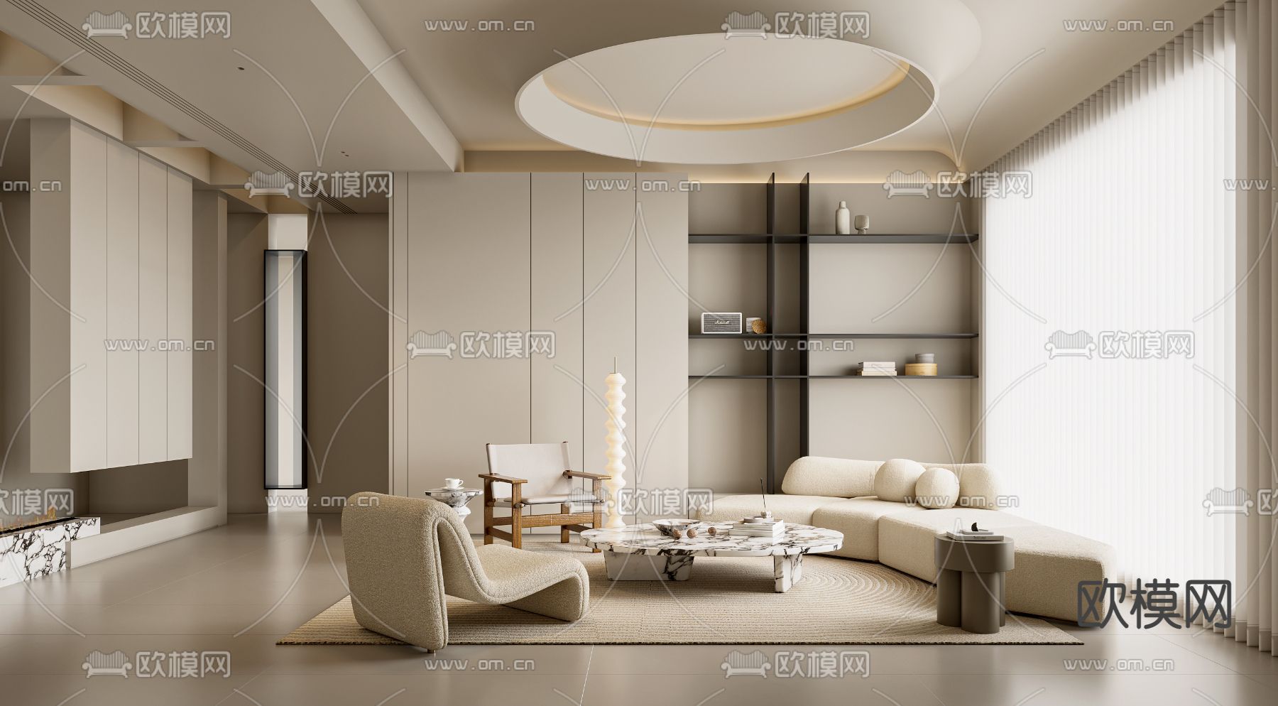 侘寂风客厅su模型下载（渲染图1）