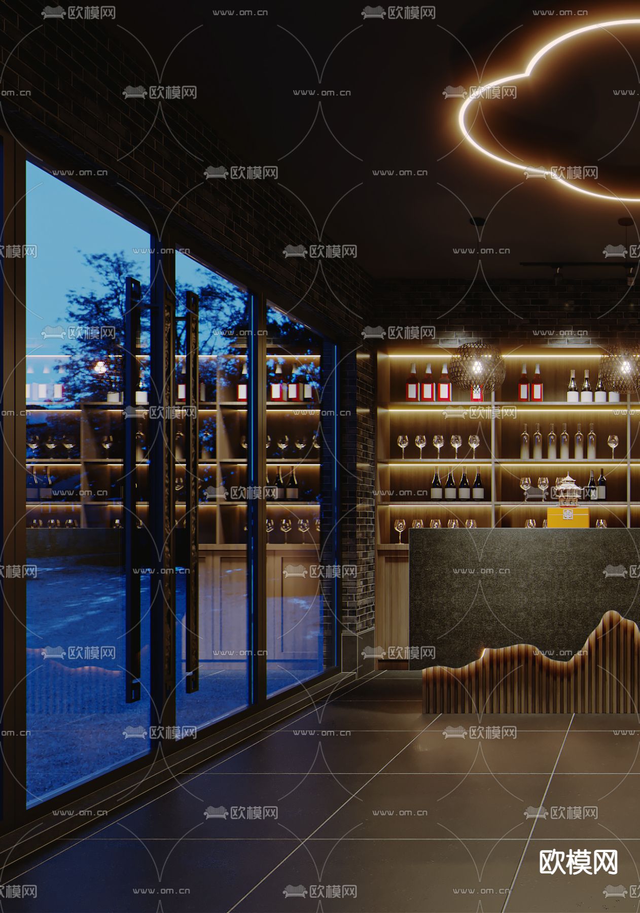 中餐厅3d模型下载（渲染图2）