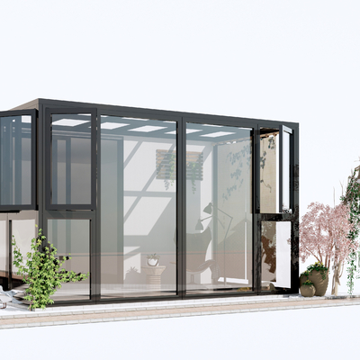  阳光房 玻璃房 玻璃花房su模型 