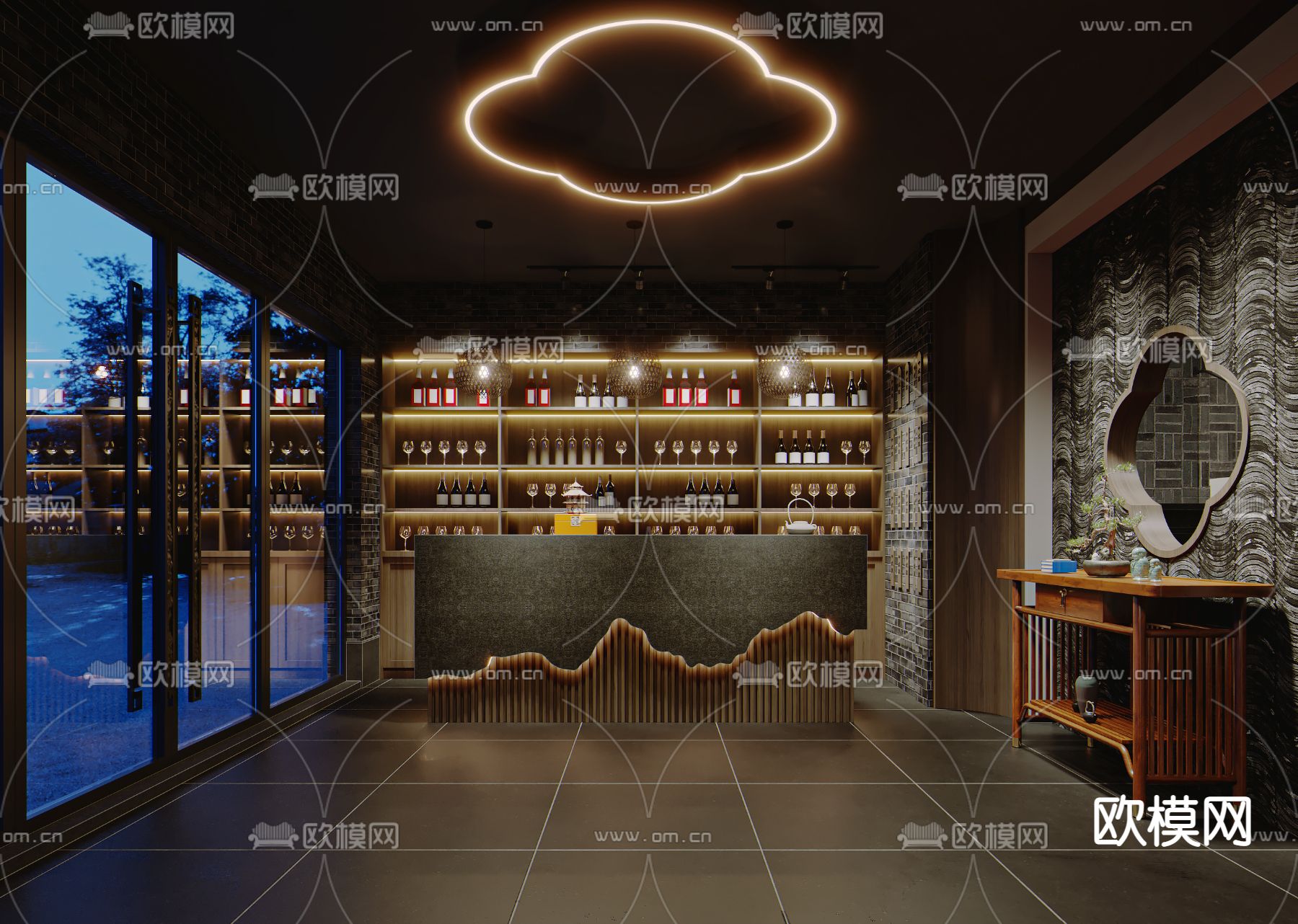 中餐厅3d模型下载（渲染图1）