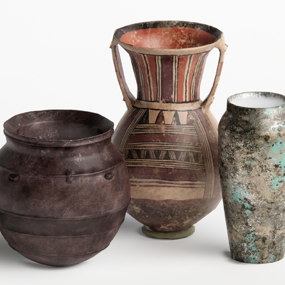  侘寂坛子 陶罐su模型 