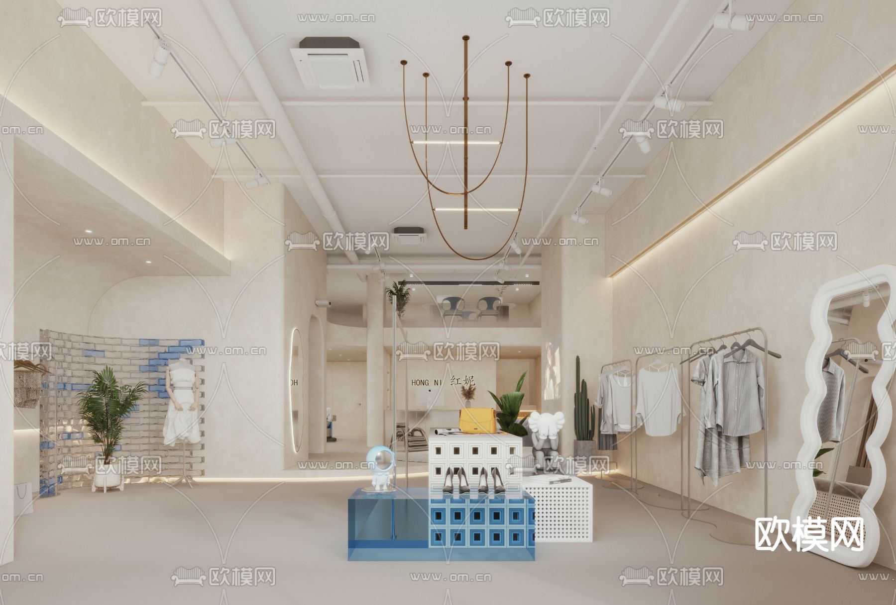 侘寂风服装店3d模型下载_ID14003689_3dmax免费模型-欧模网