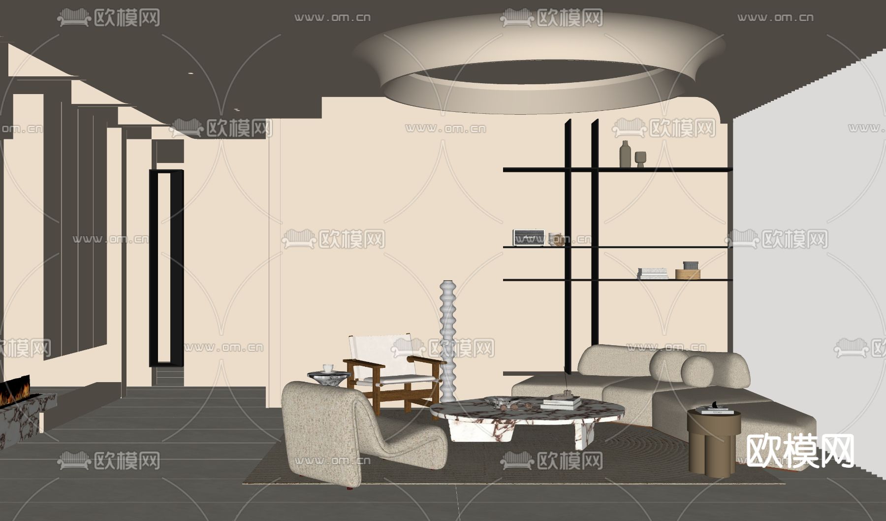 侘寂风客厅su模型下载（渲染图2）
