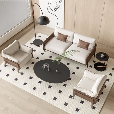 现代沙发组合su模型