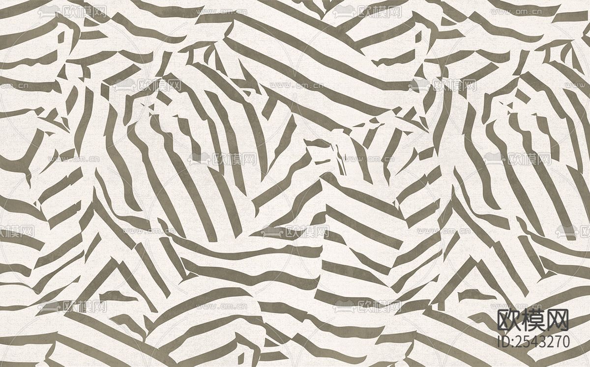黑白 线条 斑马 壁画下载（渲染图3）