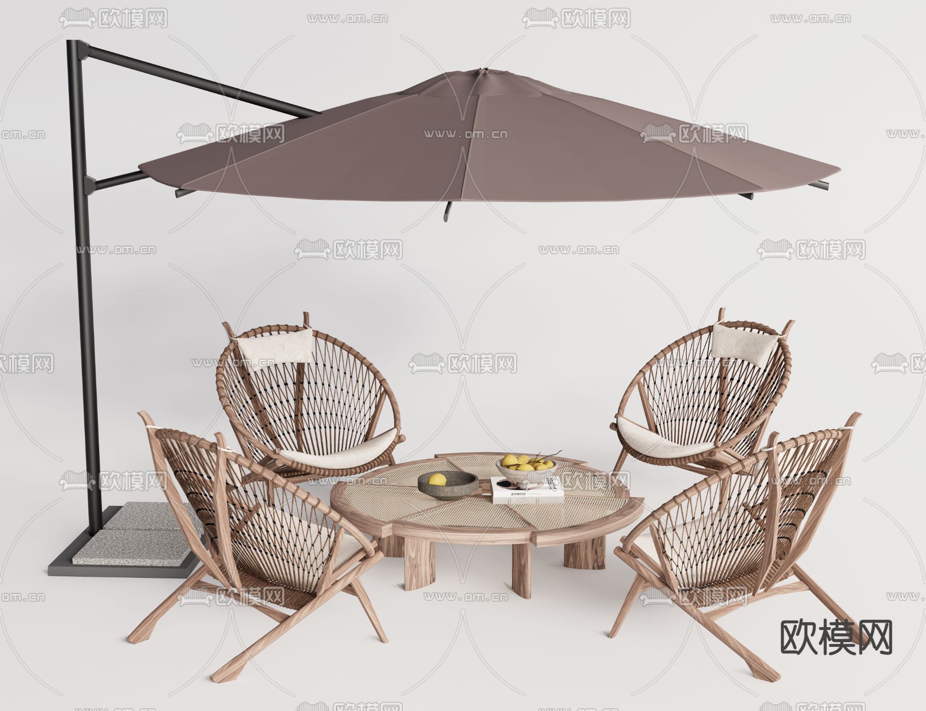 侘寂户外休闲椅su模型下载（渲染图1）