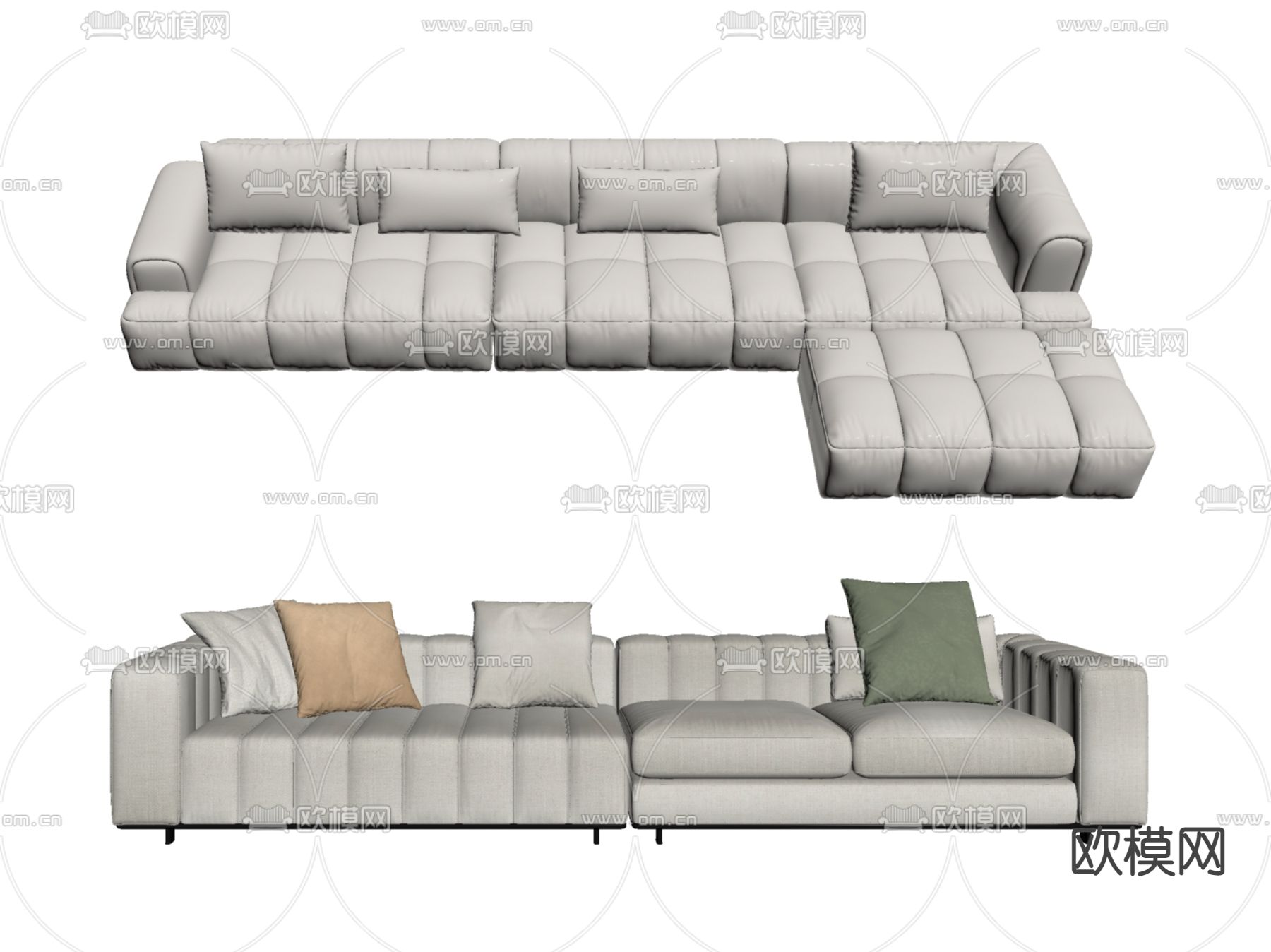 Minotti 多人沙发su模型下载（渲染图2）