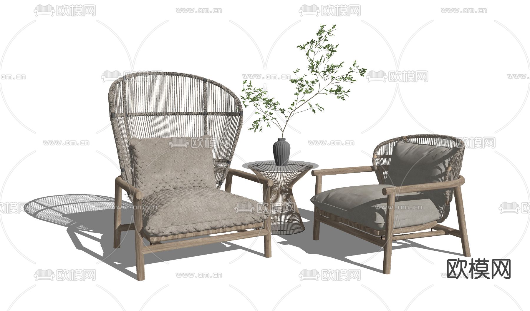 现代户外休闲椅su模型下载（渲染图2）