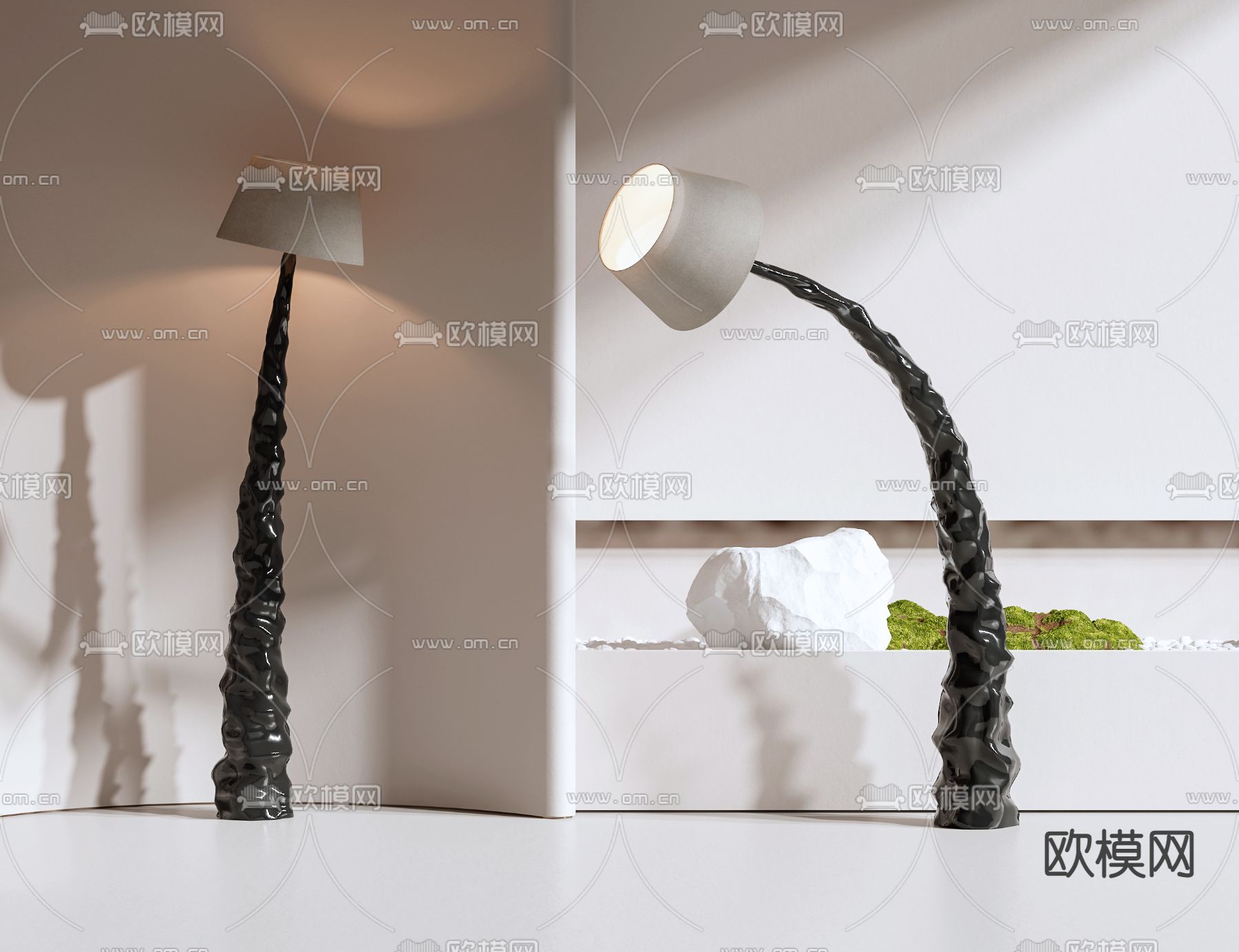 侘寂风落地灯3d模型下载