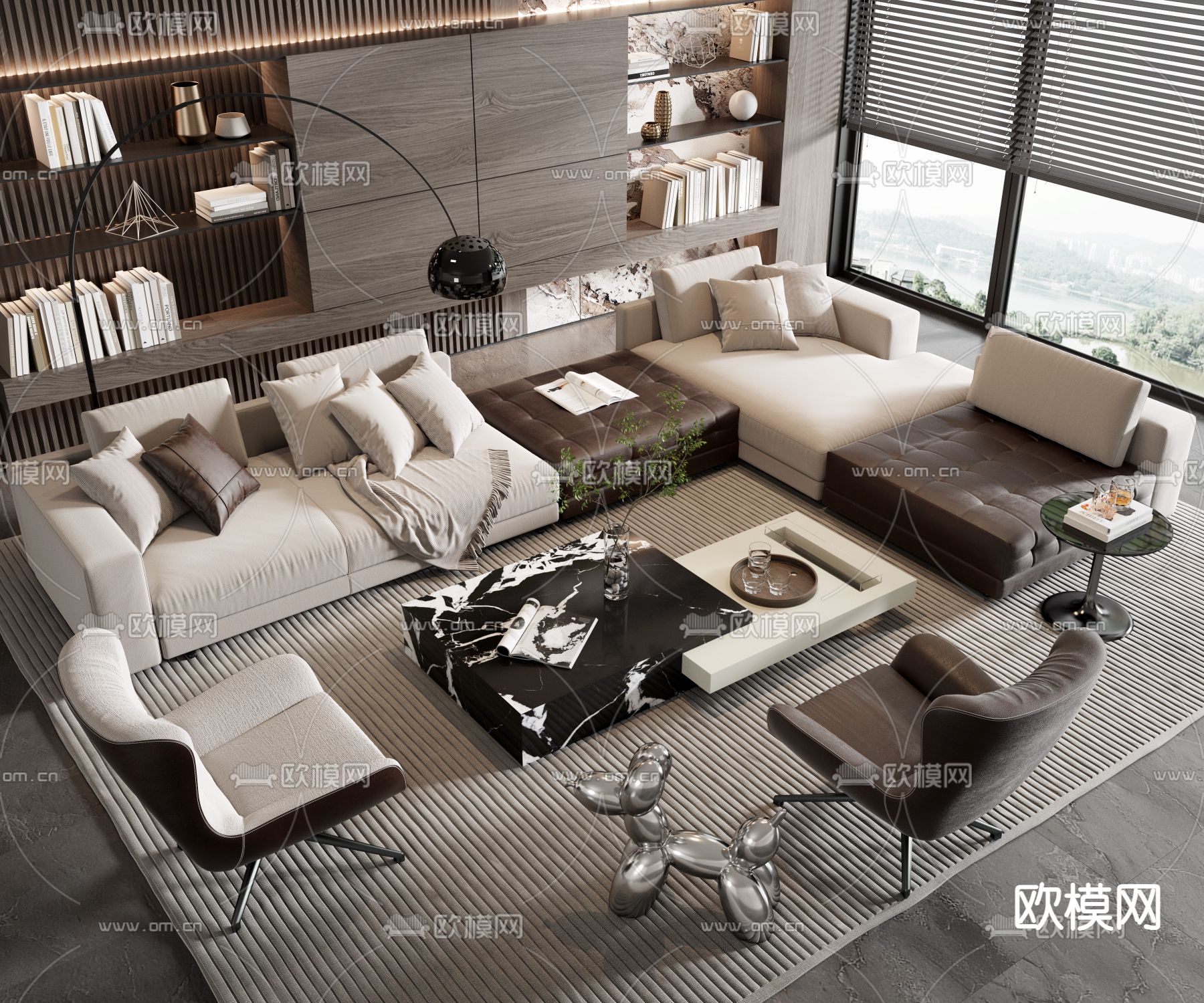 现代组合沙发3d模型下载_ID14003858_3dmax免费模型-欧模网
