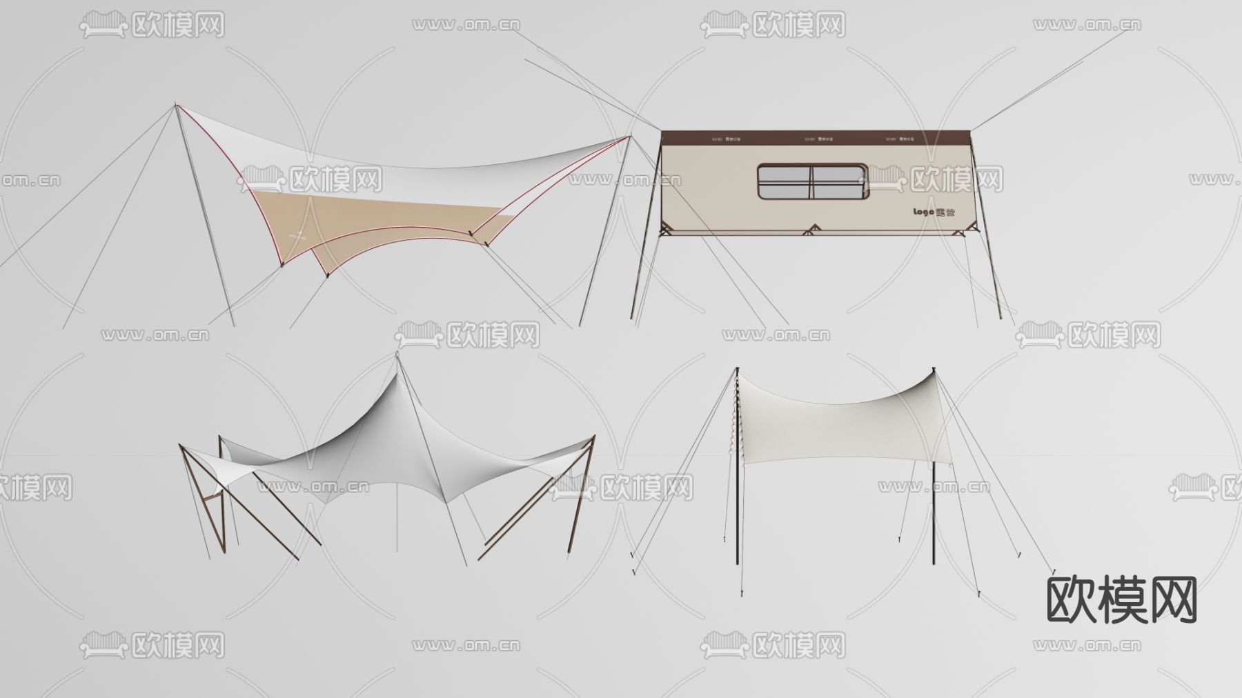 露营装备 露营帐篷su模型下载（渲染图1）